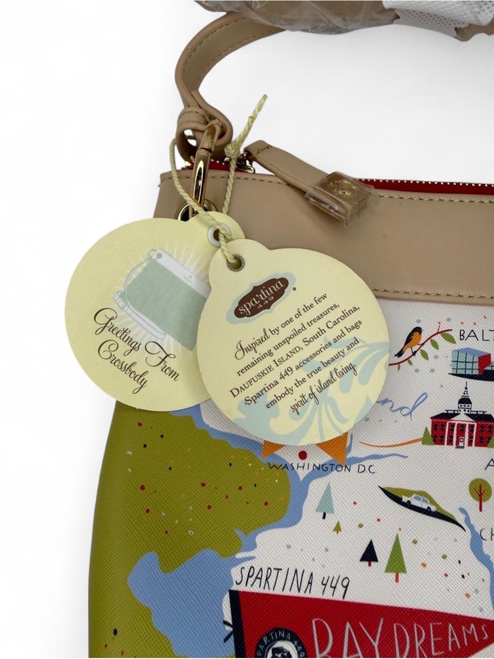 Spartina 449 Bay Dreams Map Crossbody NWT Maryland Chesapeake Delaware - Picture 4 of 5